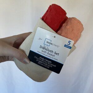 Mainstays five piece dishcloth set orange white beige coral red colors household